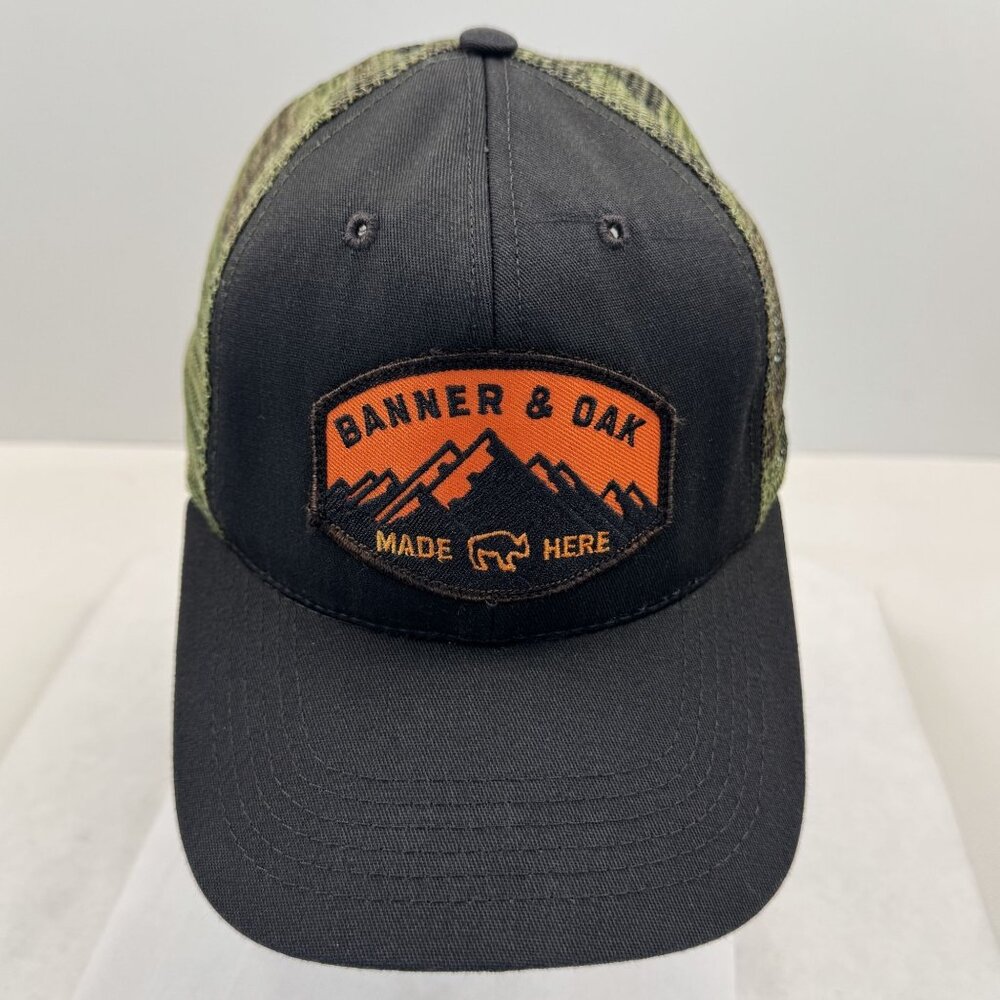 Banner & Oak Black and Green Camo Mesh Back Snapback Hat Adjustable USA Made
